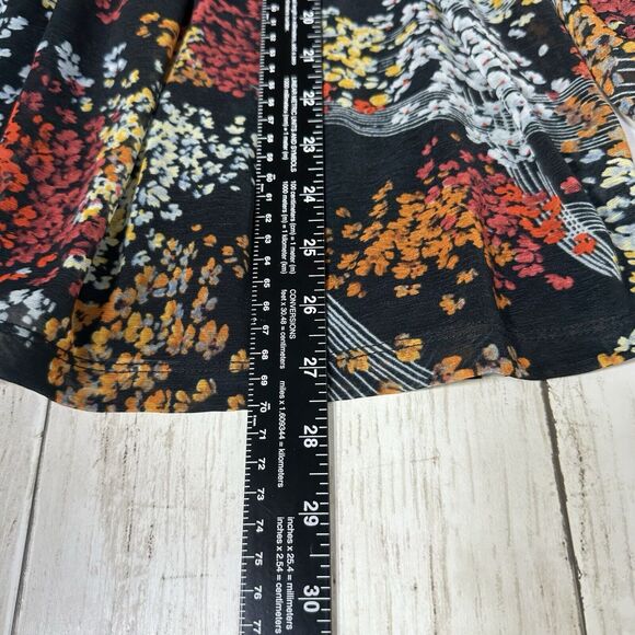 Anthropologie Akemi + Kin Adria Smocked Floral Blouse Size Large Black Splitneck - Picture 9 of 14